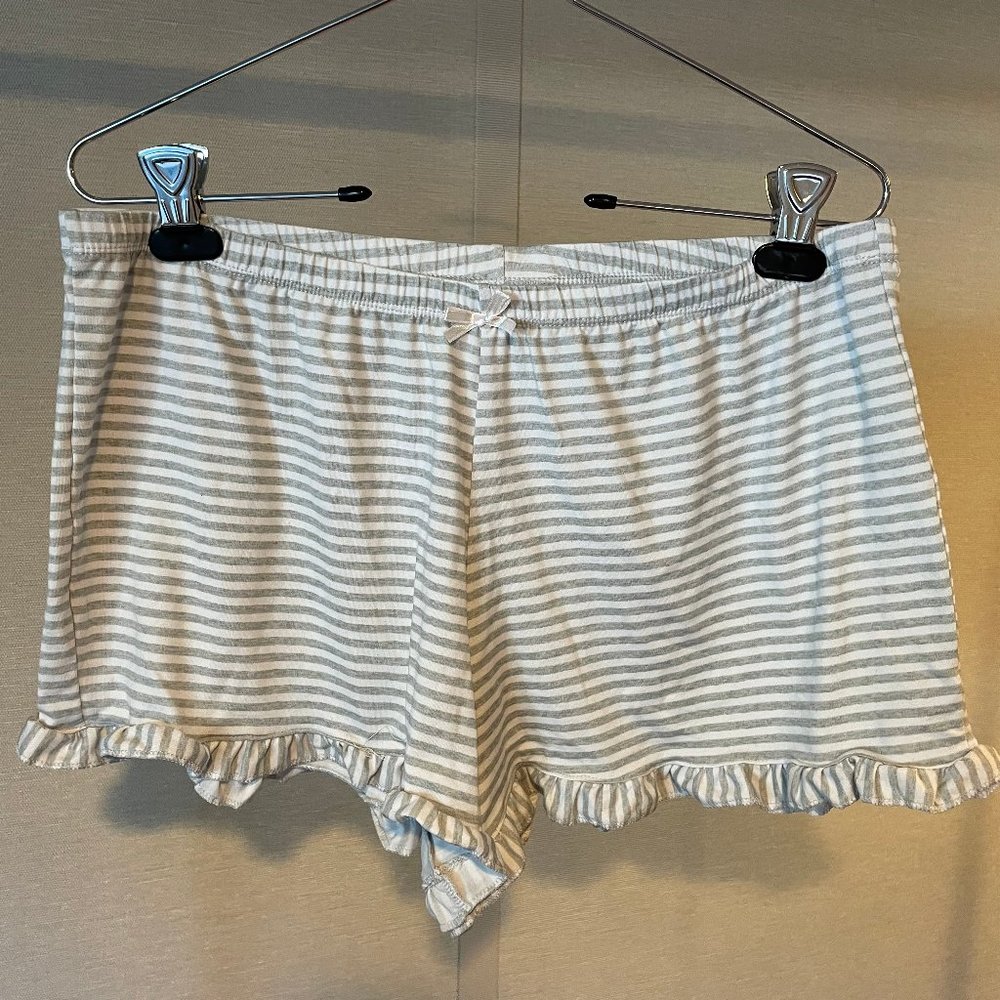 Gray striped pajama shorts